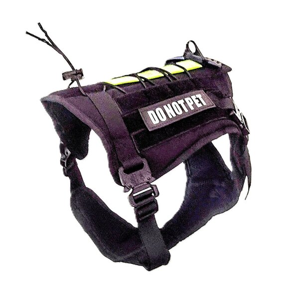 Black Tactical LG Dog Harness, Adjust. No-Pull Dog Vest ~ Metal Latches, Patches - Picture 4 of 15